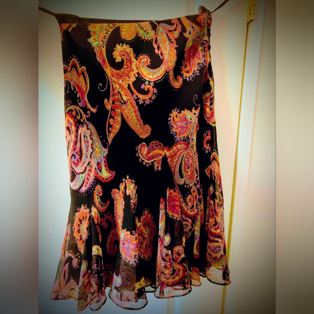 Ralph Lauren Multicolor Paisley A-Line Skirt
